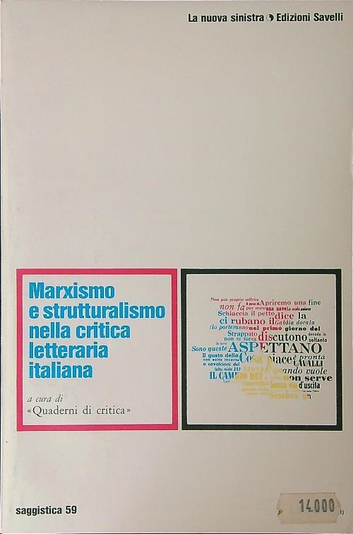 Copertina  Marxismo e strutturalismo nella critica letteraria italiana